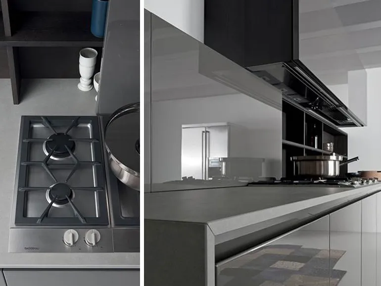 Linear Lacquered Kitchen Lucido, Kitchen Cabinets That Match Black Stainless Steel Appliances In Taiwan
